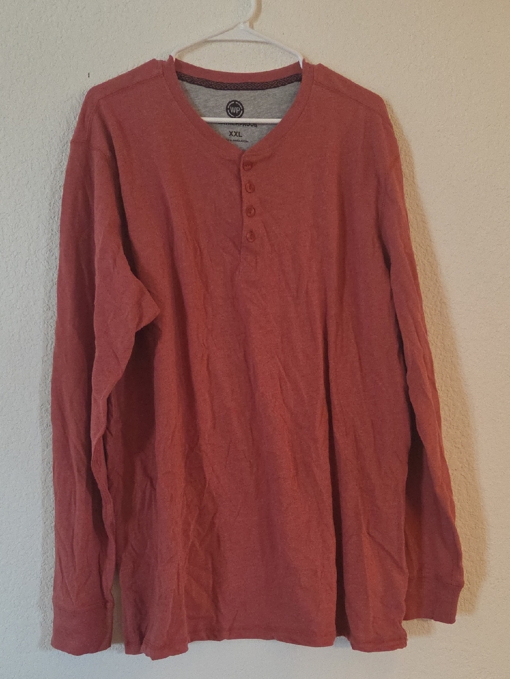 Weatherproof Men's Long-Sleeve Henley in Rust